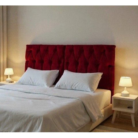 Cabeceira Almofadada Suspensa de Cama Casal Cabeceira Leticia 140cm X 55cm Vinho