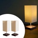 Ver imagem 1 de Kit 2 Abajur Luminaria de Mesa Quadrado Mdf Interruptor Ref 49 Decoração Casa Sala Quarto Escritório