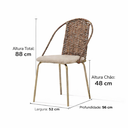 Ver imagem 2 de Kit 4 Cadeiras de Jantar Encosto Junco Bege Tubo Champanhe
