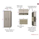 Ver imagem 2 de Guarda Roupa Dormitório Modulado Master Casal 1,38 m - Avelã Rústico e Ártico Rústico - Luciane M03