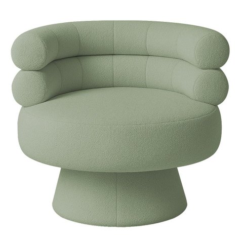 Poltrona Orgânica Mabel Base Giratória Bouclé Verde Claro - Nexta Casa