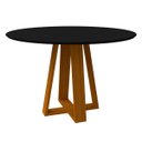 Ver imagem 1 de Mesa De Jantar Para 4 Lugares Tampo Redondo Com Vidro 1,20m Vitoria Cor Ypê Preto New Ceval 23108-96
