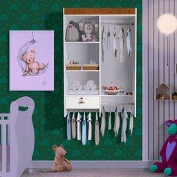 Guarda Roupa De Bebê Suspenso Branco Mel Biju Shop JM - 1