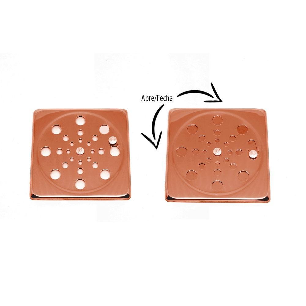 Tampa para Ralo Grelha Quadrado 10cm Abre/ Fecha - Rose - 4
