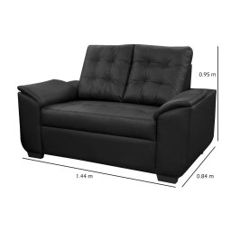 Conjunto Sofá Cinquecento de Courino Preto 3 e 2 Lugares Fratello - 4