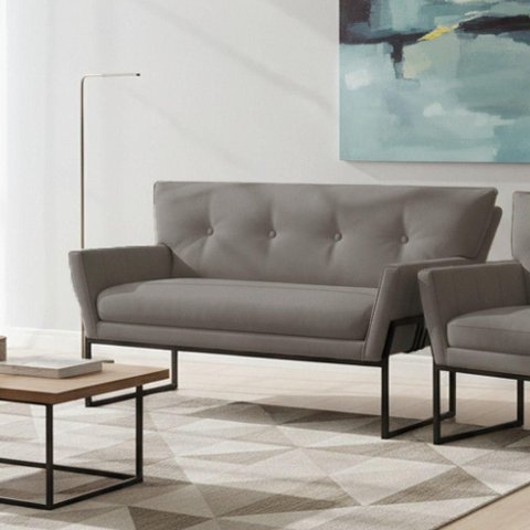 Sofá Namoradeira Anitta 2 Lugares 120cm Grafite Suede Retrô Dmov