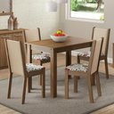 Ver imagem 1 de Conjunto Sala de Jantar Cíntia Madesa Mesa Tampo de Madeira com 4 Cadeiras - Rustic/crema/hibiscos
