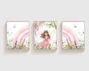 Ver imagem 1 de Kit 3 Quadros Fada Arco Íris Flores Rosa Quarto Menina Infantil Bebê