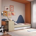 Ver imagem 3 de Cama de Solteiro com Escrivaninha, Cama Auxiliar e Cantos Arrendondados Completa Móveis