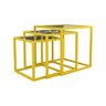 Trio Mesa Lateral Industrial Isabella de Vidro Base Ferro Amarelo - 2