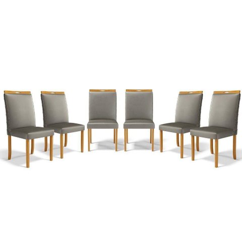 Kit com 6 Cadeiras Agnes Madeira Maciça Estofadas para Mesa de Jantar Veludo Chumbo 109