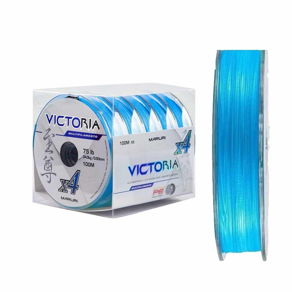 Linha de Pesca Multifilamento 4 Fios Victoria Azul 300m 0,14mm 22lb Maruri - 5