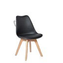 Ver imagem 3 de Kit C/ 8 Cadeiras Saarinen Wood Leda – Charles Eames com Almofada Preta