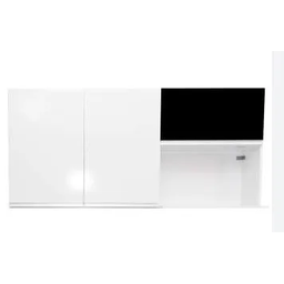 Armário Aéreo com Nicho para Microondas Donatelo Branco e Preto Fosco 100% Mdf 15mm Rino Móveis - 1