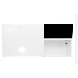 Armário Aéreo com Nicho para Microondas Donatelo Branco e Preto Fosco 100% Mdf 15mm Rino Móveis
