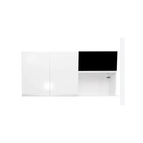 Armário Aéreo com Nicho para Microondas Donatelo Branco e Preto Fosco 100% Mdf 15mm Rino Móveis