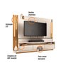 Estante Home Theater 2,40m Montane com Led para TV 75" Cor Off White e Cinamomo HB Móveis - 2