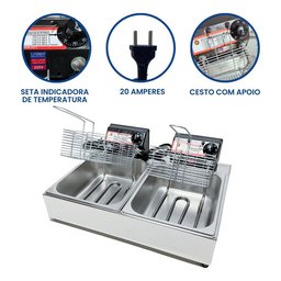Fritadeira Elétrica Industrial Antichamas 2 Cubas 10 Litros - 2