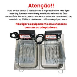Fritadeira Elétrica Industrial Antichamas 2 Cubas 10 Litros - 6