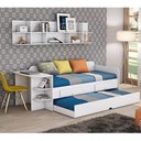Ver imagem 1 de Sofa Cama com Cama Auxiliar 2 Gavetas e Escrivaninha - Branco