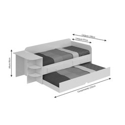 Sofa Cama com Cama Auxiliar 2 Gavetas e Escrivaninha - Branco - 4