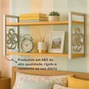 Ver imagem 6 de Prateleira Decorativa 70cm Amadeirada com Suporte Estilo Industrial Prata Prateado Cromado Suspensa