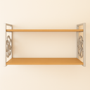 Ver mais imagens de Prateleira Decorativa 70cm Amadeirada com Suporte Estilo Industrial Prata Prateado Cromado Suspensa