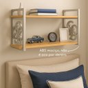 Ver imagem 3 de Prateleira Decorativa 70cm Amadeirada com Suporte Estilo Industrial Prata Prateado Cromado Suspensa