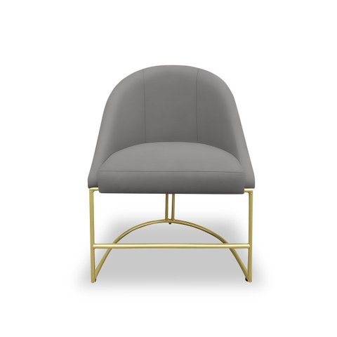 Banqueta Poltrona Lua Penteadeira e Salão com Base Metálica:cinza