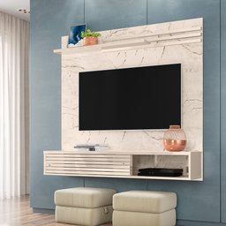 Painel Home Suspenso Sala Quarto Escritório P/ Tv até 55 Polegadas 2 Portas Deslizantes 1 Prateleira - 1