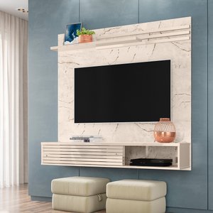 Painel Home Suspenso Sala Quarto Escritório P/ Tv até 55 Polegadas 2 Portas Deslizantes 1 Prateleira