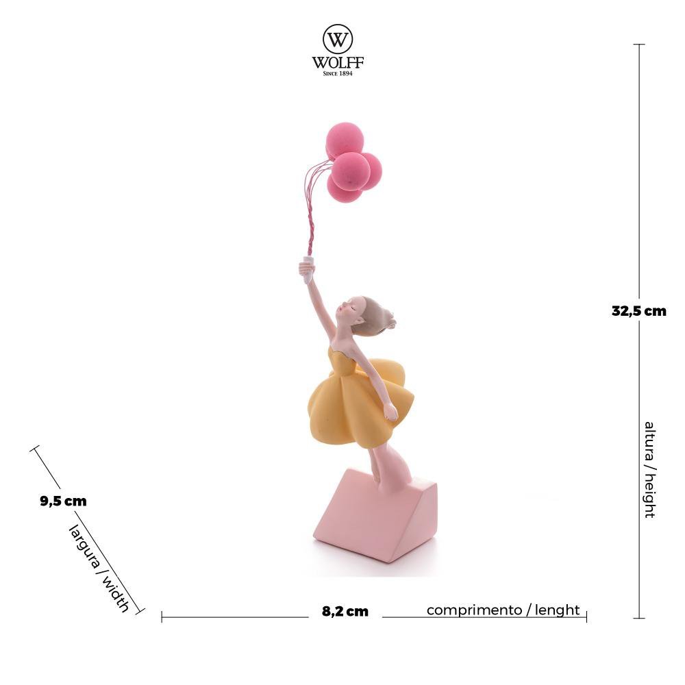 Figura Decorativa Boneca Com Balões 7,5X9,5X33Cm - Wolff - 6