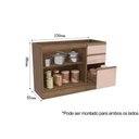 Ver imagem 3 de Balcão de Cozinha Modulado Curve N626 2 Portas e 3 Gavetas P/ Pia S/tampo 120 Cm Nogueira/macadamia