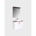 Ver imagem 2 de Gabinete para Banheiro com Cuba e Espelho com Led 80cm Mdf Freijo com Branco Paris - On Móveis