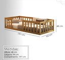 Ver imagem 5 de Cama Solteiro Montessoriana com Grade de Proteção Premium Luxo Quarto Moderno Cercado Cor Nature