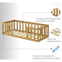 Ver imagem 4 de Cama Solteiro Montessoriana com Grade de Proteção Premium Luxo Quarto Moderno Cercado Cor Nature