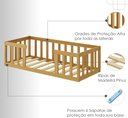 Ver imagem 4 de Cama Solteiro Montessoriana com Grade de Proteção Premium Luxo Quarto Moderno Cercado Cor Nature