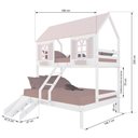 Ver imagem 3 de Beliche Casal/ Solteiro Casinha Bela com Kit Escada/escorregador - Madeira Maciça Branco/rosa |