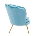 Ver imagem 3 de Poltrona Shell em Inox Dourado e Estofado Aveludado Azul Claro 86x63x67cm