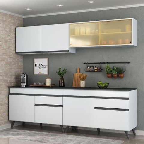 Armário De Cozinha Compacta 4 Peças Mp3696.964 Veneza Multimóveis Branco