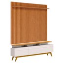 Ver imagem 1 de Rack Bancada Classic 3 Gavetas com Nicho e Painel para TV Suspenso Ripado Loft 1.8 Off White Nature