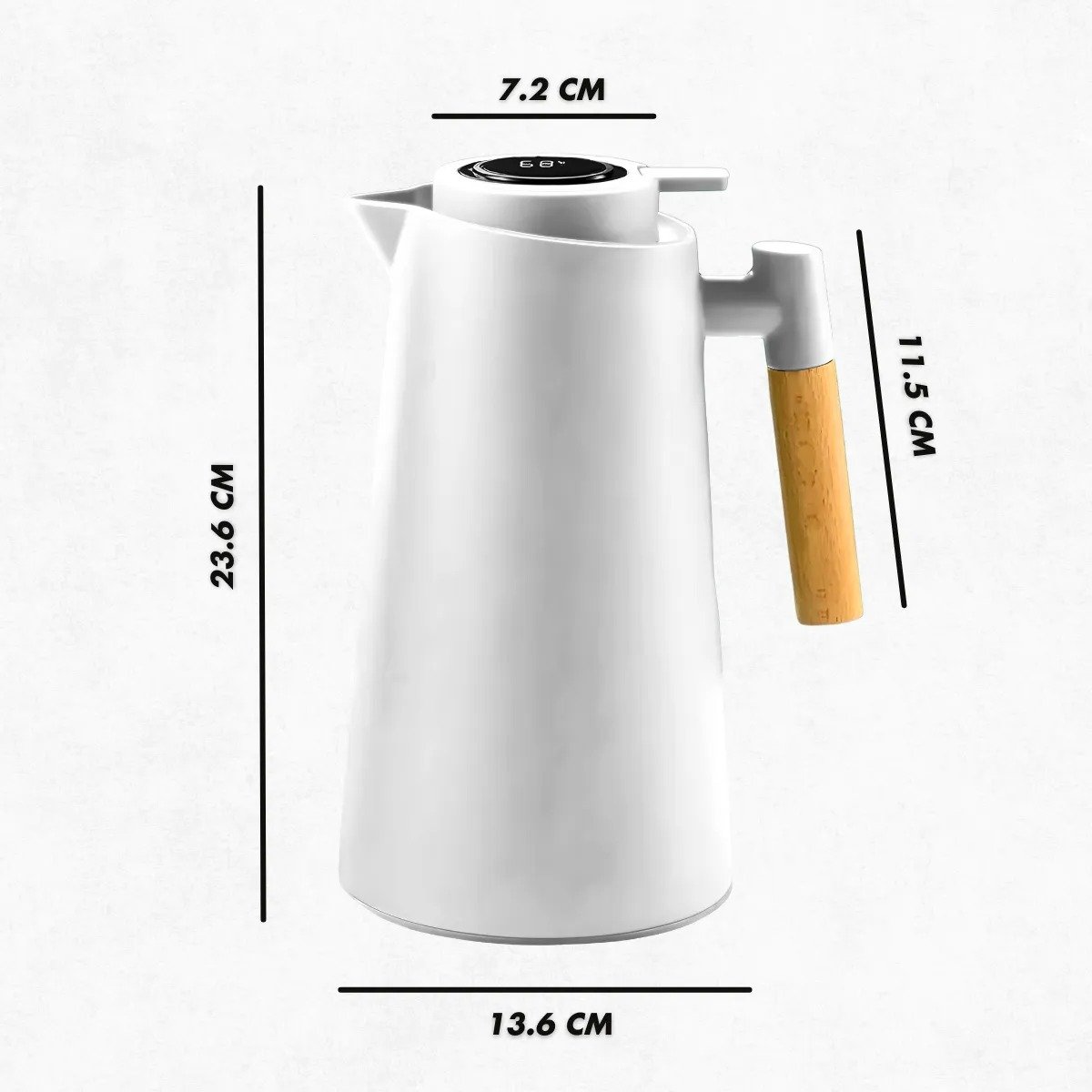 Garrafa Térmica com Termômetro 1l Cabo para Madeira Chá Café Cor:branco - 8