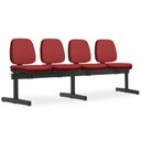 Ver imagem 1 de Cadeira Longarina 4 Lugares Recepção Sala de Espera Work F02 Sintético Vermelho - Lyam Decor