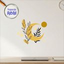 Ver imagem 2 de Adesivo Floral Boho Amarelo Estilo Nórdico 45x38 Minimalista Mod.05