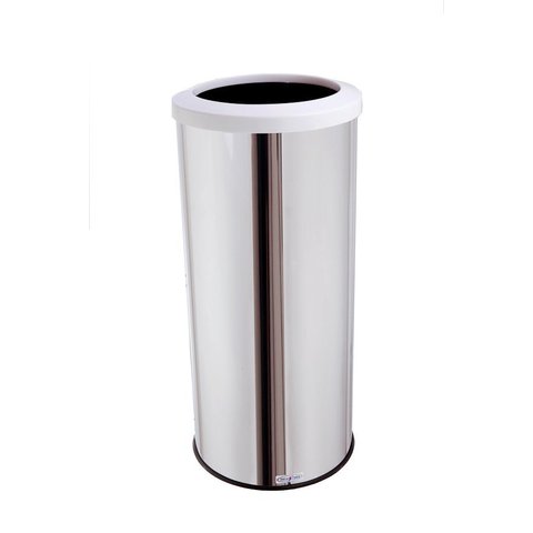 Lixeira Inox Com Aro Plástico 50 Litros Lixo Reciclável Cozinha - Branco