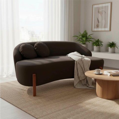 Namoradeira Sofá Feijão Moscou 130cm Orgânica Bouclé Marrom