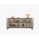 Ver imagem 3 de Aparador Buffet Sala 170cm Liz 4 Portas com Adega com Pés de Madeira Offwhite com Cedro - Rede Móvei