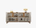 Ver imagem 3 de Aparador Buffet Sala 170cm Liz 4 Portas com Adega com Pés de Madeira Offwhite com Cedro - Rede Móvei