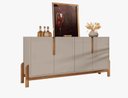 Ver imagem 4 de Aparador Buffet Sala 170cm Liz 4 Portas com Adega com Pés de Madeira Offwhite com Cedro - Rede Móvei