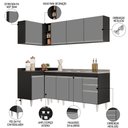 Ver imagem 3 de Armário de Cozinha Modulado de Canto Direito 4 Peças Cp42 com Pia Inox Preto/cinza - Lumil Lumil Móv